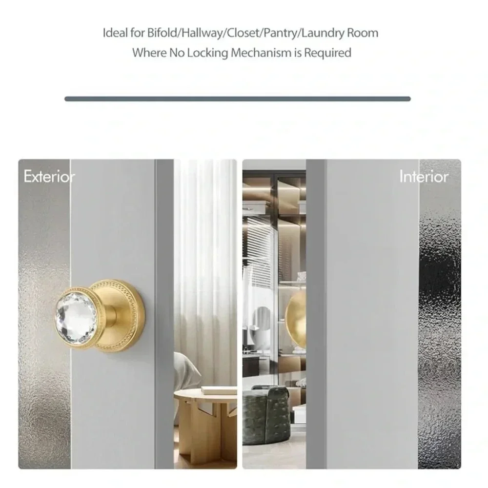 BNIB Crystal Dummy Door Knobs (2-Pack) Brass and Crystal - Picture 4 of 9